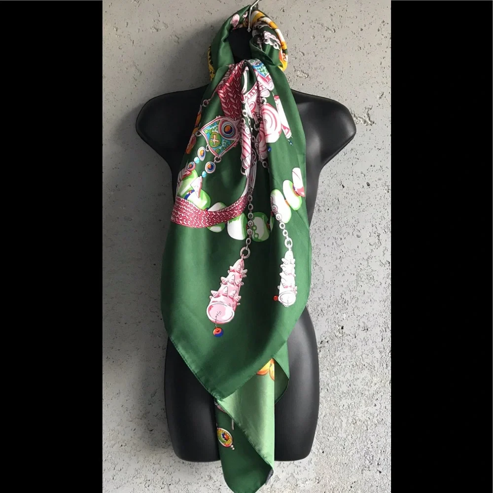 Source Unknown  50”x50” Versatile Green Long Lightweight Shawl/Scarf /Pashmina - Picture 9 of 15